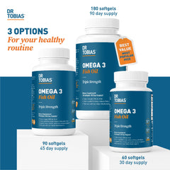 Dr. Tobias Omega 3 two softgels daily dose supports convenient routine.