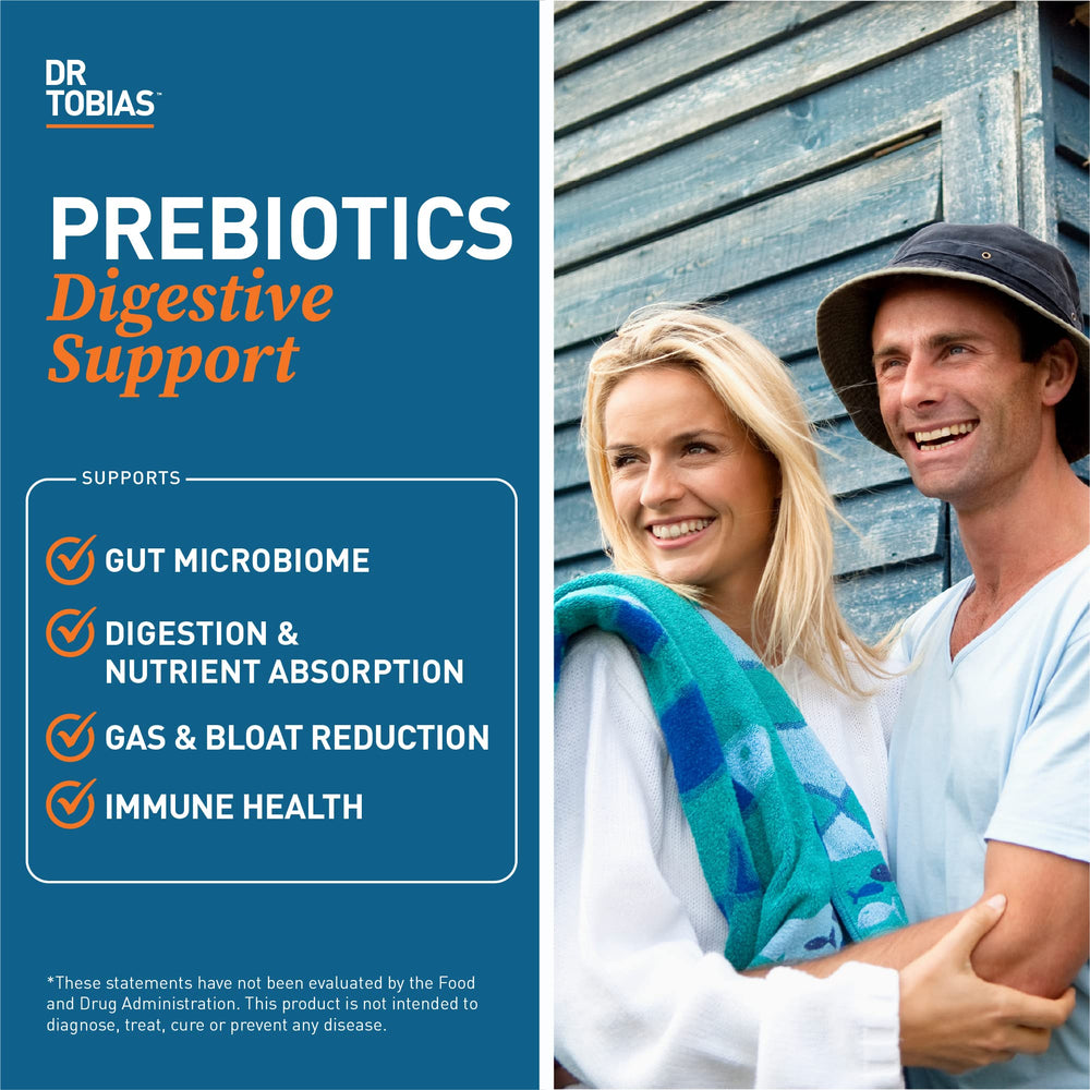 Dr. Tobias Prebiotics label with 90 capsules, easy daily use