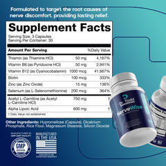Close-up of Dr. Todd NerveWise capsules highlighting alpha lipoic acid.