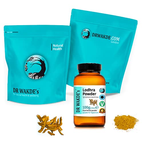 DR WAKDE'S Lodhra powder glass bottle close-up, ideal for easy daily mixing.