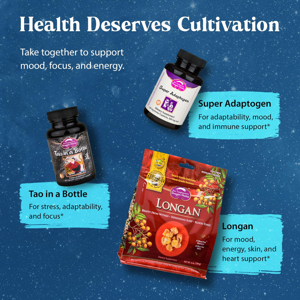 Dragon Herbs Ginseng Sublime Drops bottle with glass and dropper for daily use.
