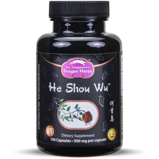 Dragon Herbs He Shou Wu bottle with label suggesting energy support