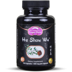 Dragon Herbs He Shou Wu bottle with label suggesting energy support