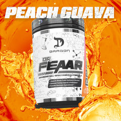 Dragon Pharma Dr. FEAAR peach guava powder, refreshing flavor during workouts.
