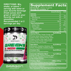 Dragon Pharma Greens and Reds being poured into a glass for a nutrient-packed drink.