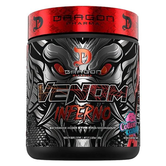 Dragon Pharma Venom Inferno can label shown for extreme energy boost.