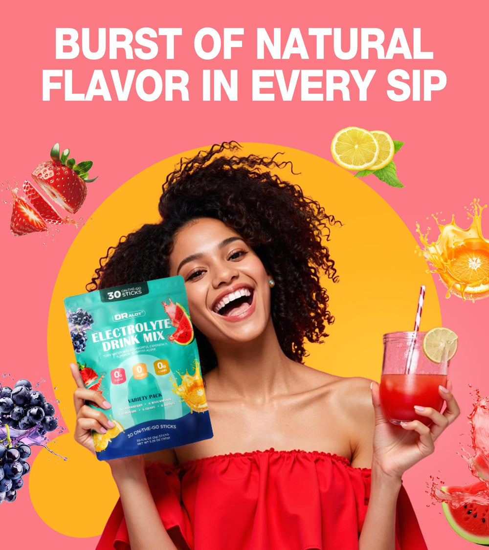 Dralot Juicy Splash ingredients label emphasizes natural flavors and clean ingredients.