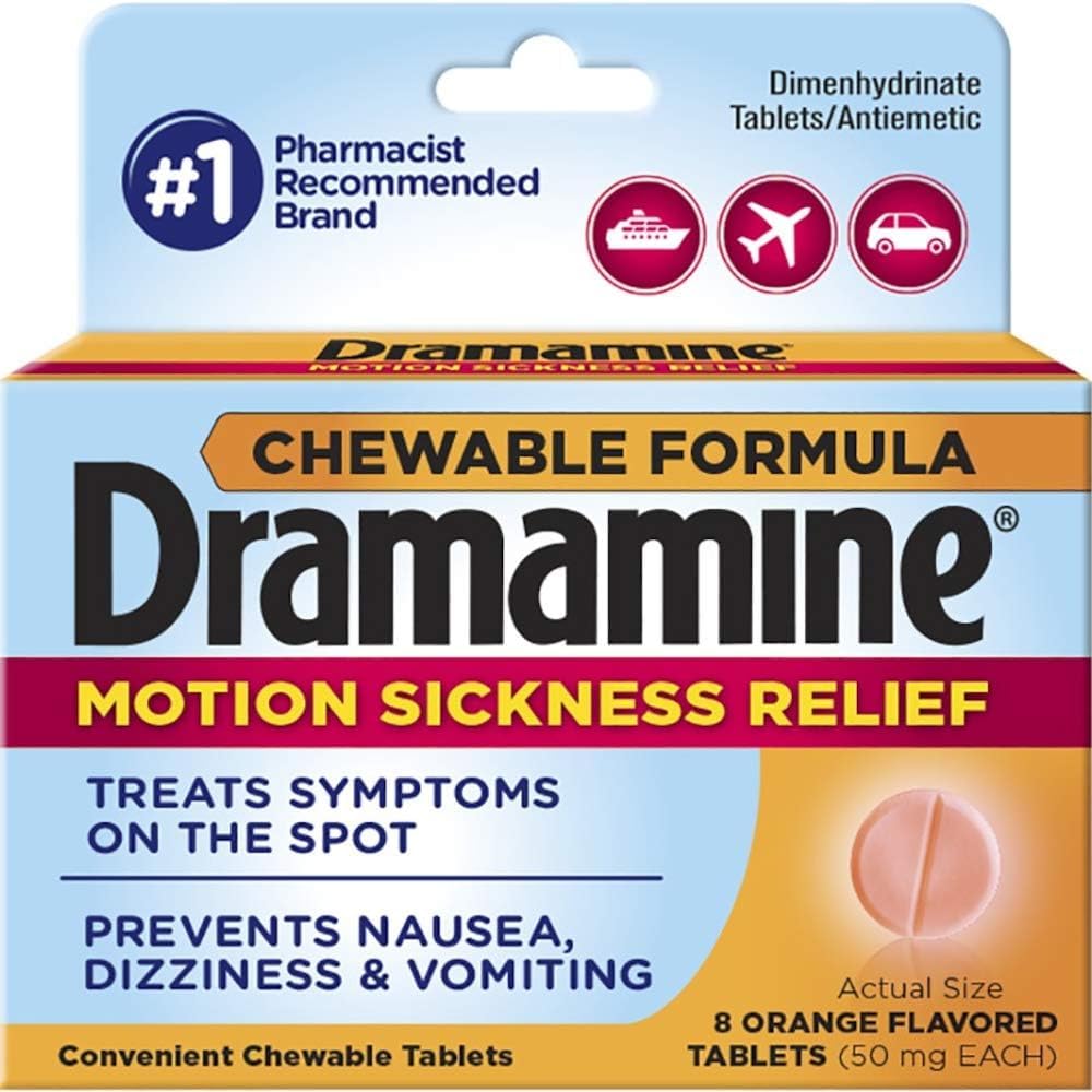 Dramamine on a boat trip to reduce motion related discomfort
