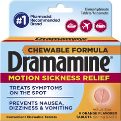 Dramamine on a boat trip to reduce motion related discomfort