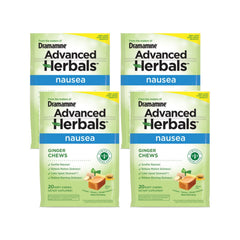 Dramamine Ginger Chews packaging front shows the product for quick nausea relief on the go.