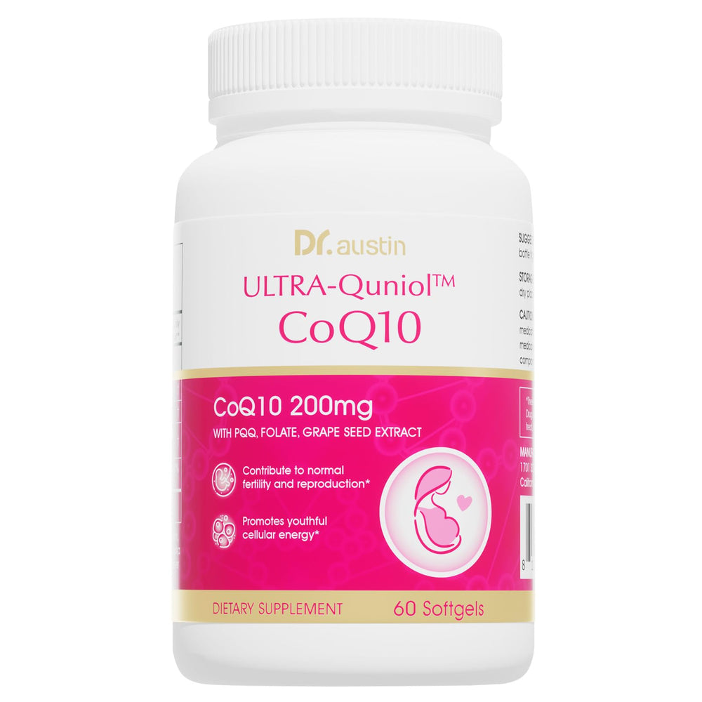 DR.AUSTIN CoQ10 200mg softgel bottle with enhanced absorption