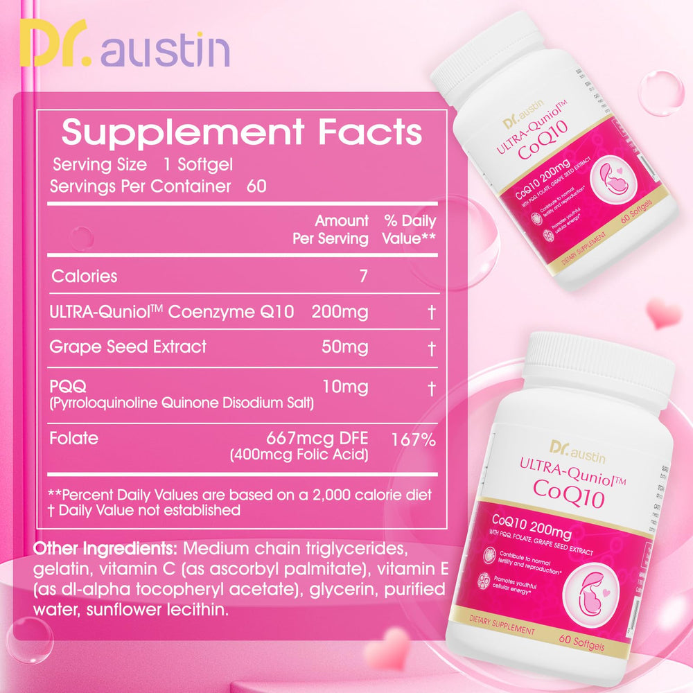 DR.AUSTIN CoQ10 with PQQ and folic acid softgels for fertility support