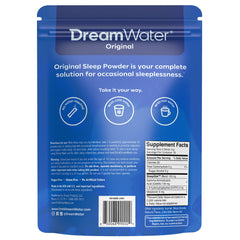 Dream Water ingredients panel highlighting natural sleep aids.