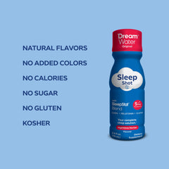 Dream Water Nighttime Nectar shot with amber liquid fast-absorbing sleep support.