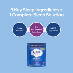 Dream Water Snoozeberry travel sachet shown for convenient bedtime use anywhere.
