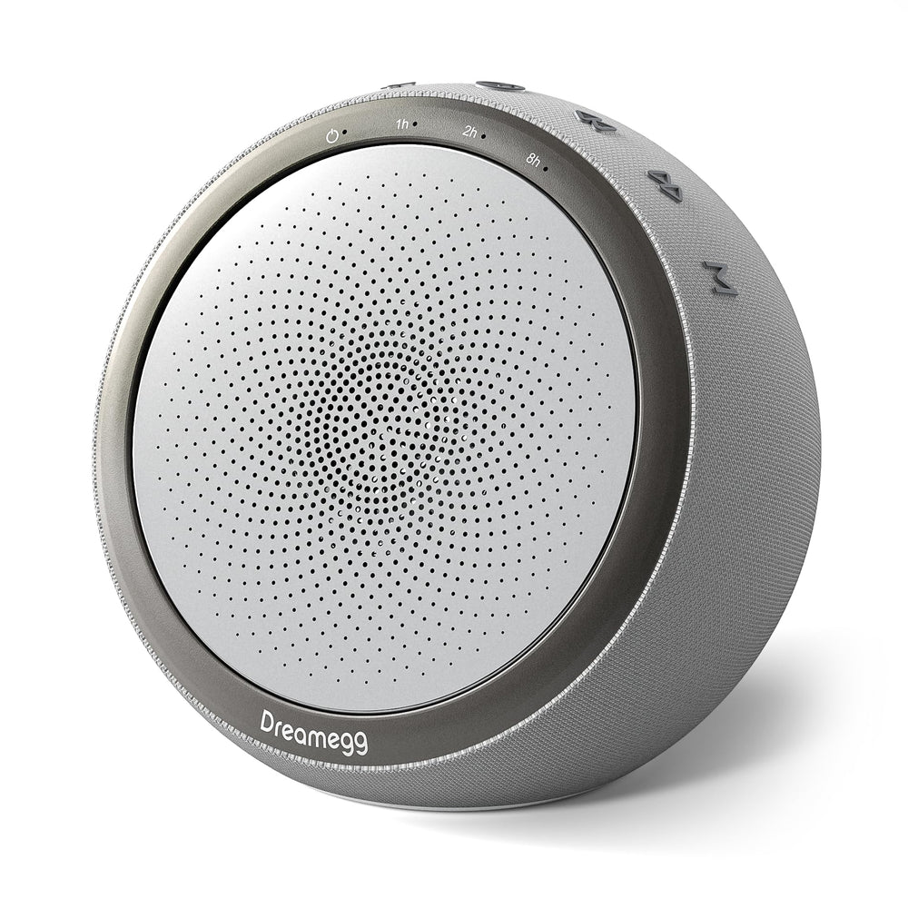 Dreamegg white noise machine front view for better sleep and focus.
