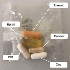 DrFormulas Dermtella box-front display highlighting turmeric, probiotics and zinc benefits.
