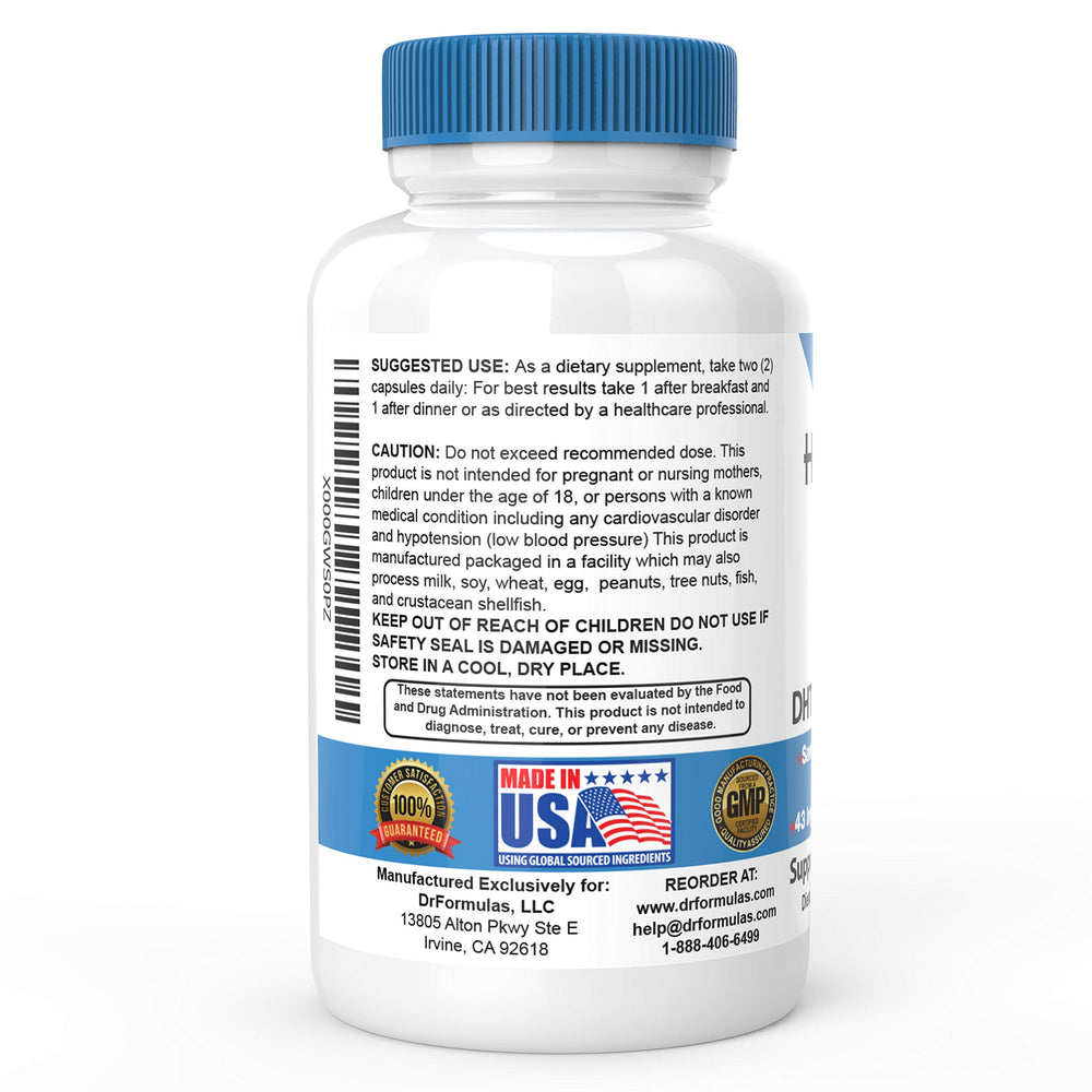 HairOmega DHT Blocker ingredients list featuring Saw Palmetto and Beta-sitosterol.