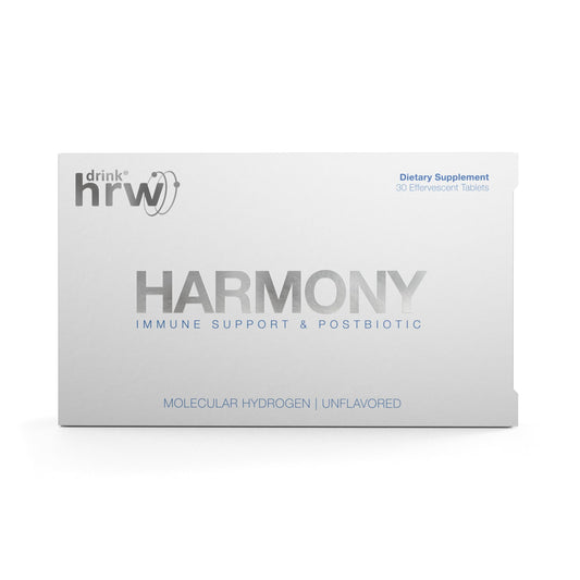DRINK HRW Harmony tablet dissolving in water for quick daily hydration.