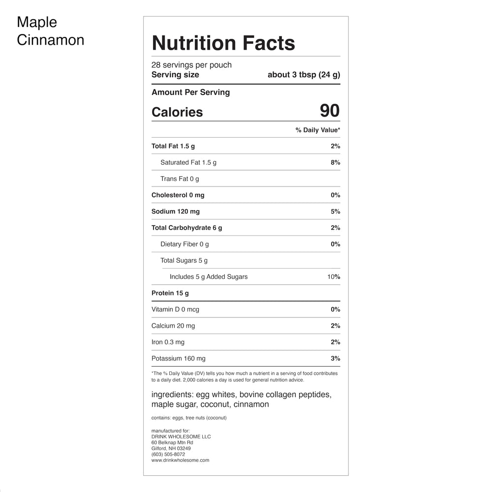 Drink Wholesome Maple Cinnamon Egg White Protein Powder scoop highlights convenient serving size for workouts.