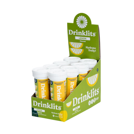 Drinklits Lemon Immune Tablets tube front shows compact daily immunity support.