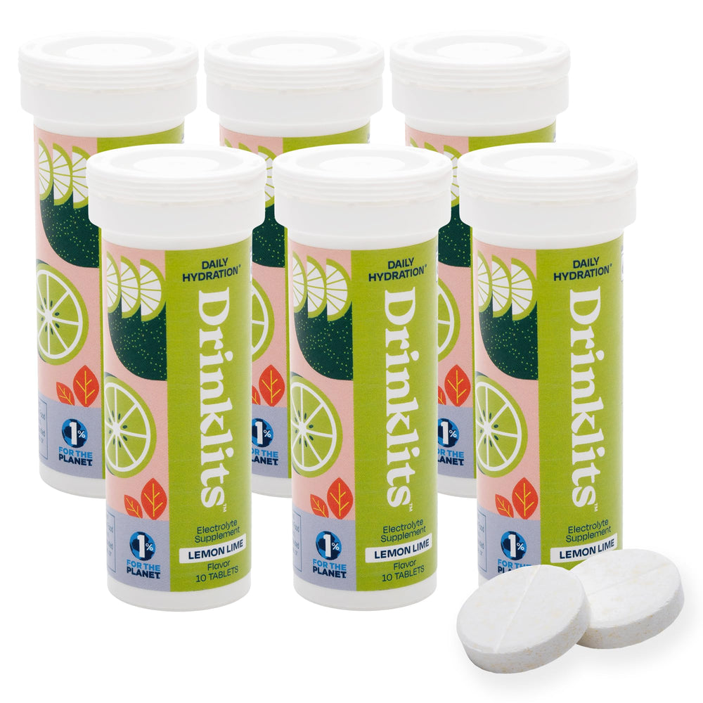 Drinklits Lemon Lime tablets in a tube for on-the-go hydration.