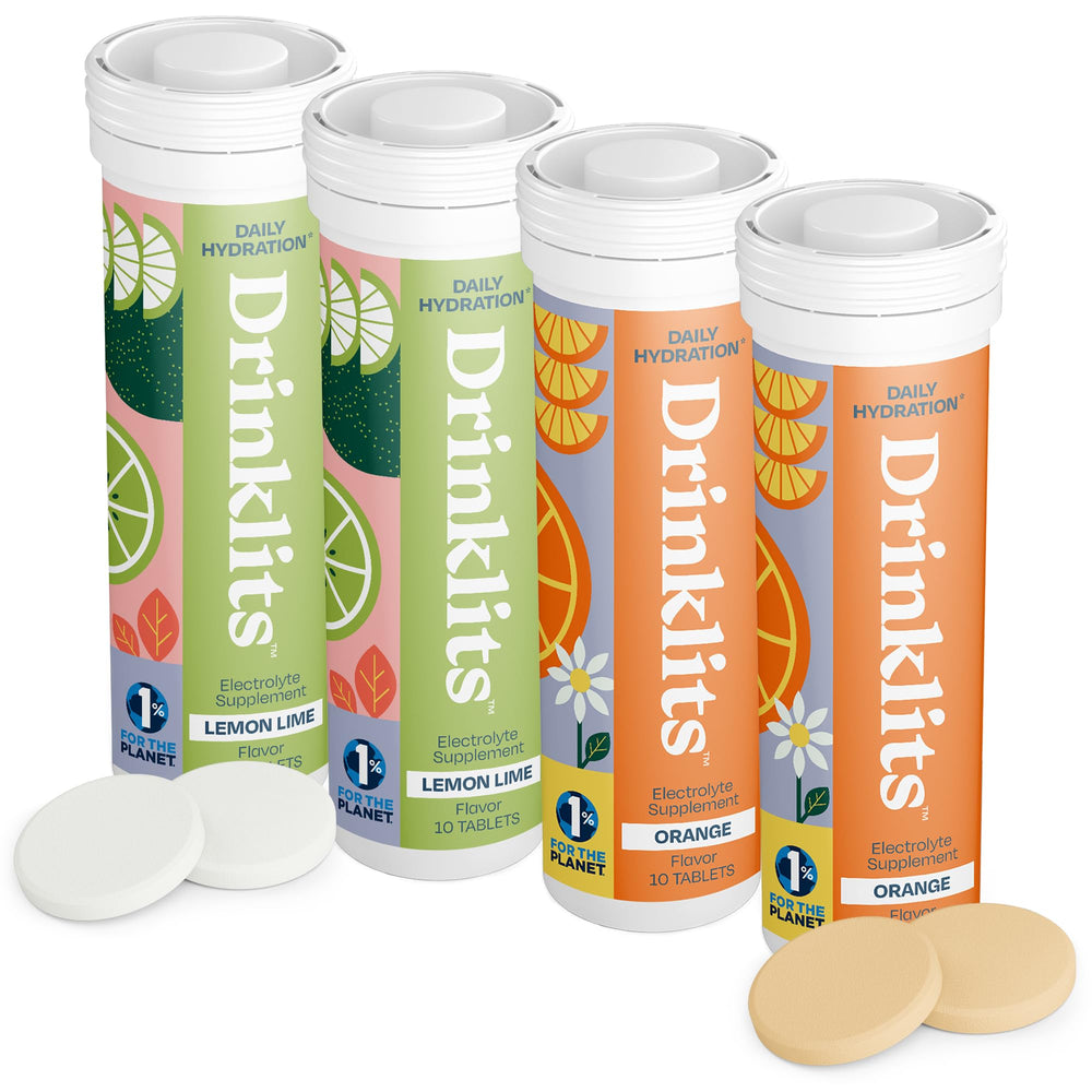 Drinklits Lemon-Lime tablet in glass for crisp hydration with zero sugar