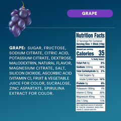 DripDrop grape hydration packets on kitchen shelf for convenient rehydration.