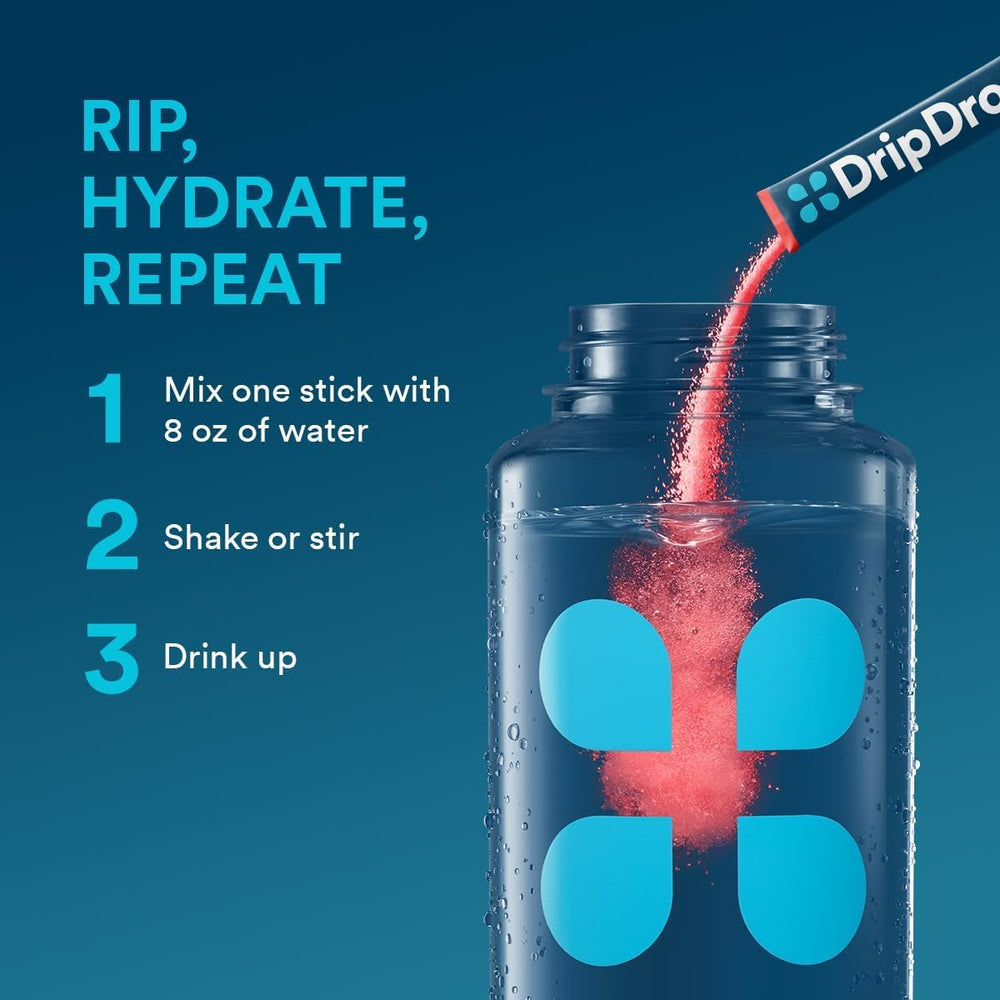 DripDrop grape close-up highlighting bold flavor and quick hydration