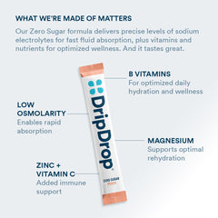 DripDrop single-serve packet in hand ready for gym or hiking hydration.