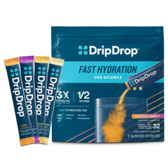 DripDrop Tropical Variety Mango packet for fast hydration on the go