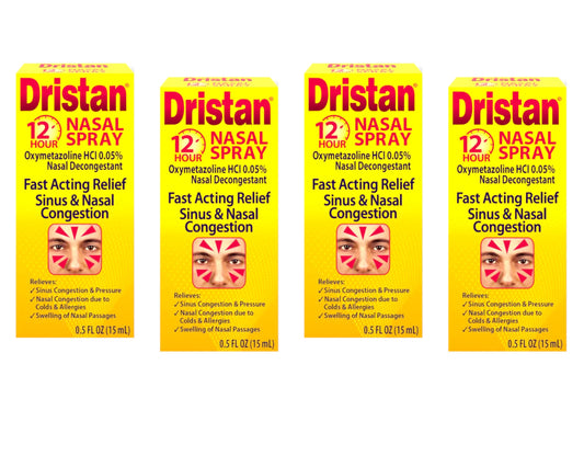 Dristan 12-Hour nasal spray pack front view for convenient multi-pack use.