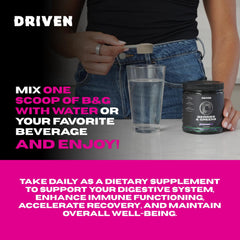Athlete mixing Driven B&G after training for potential recovery support.