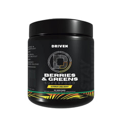 Driven B&G Berries & Greens tub with citrus flavor for daily recovery support.