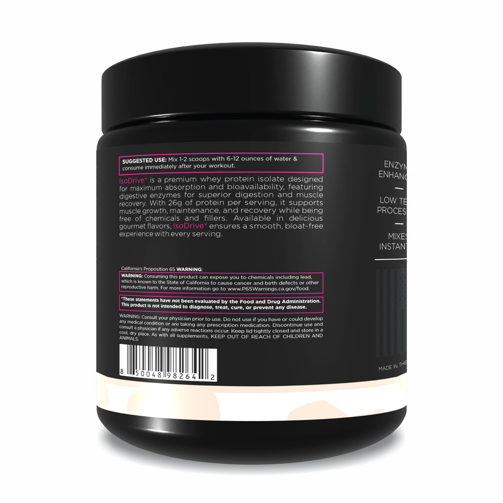 Driven Nutrition ISODRIVE serving portion illustrating 24g protein per scoop.