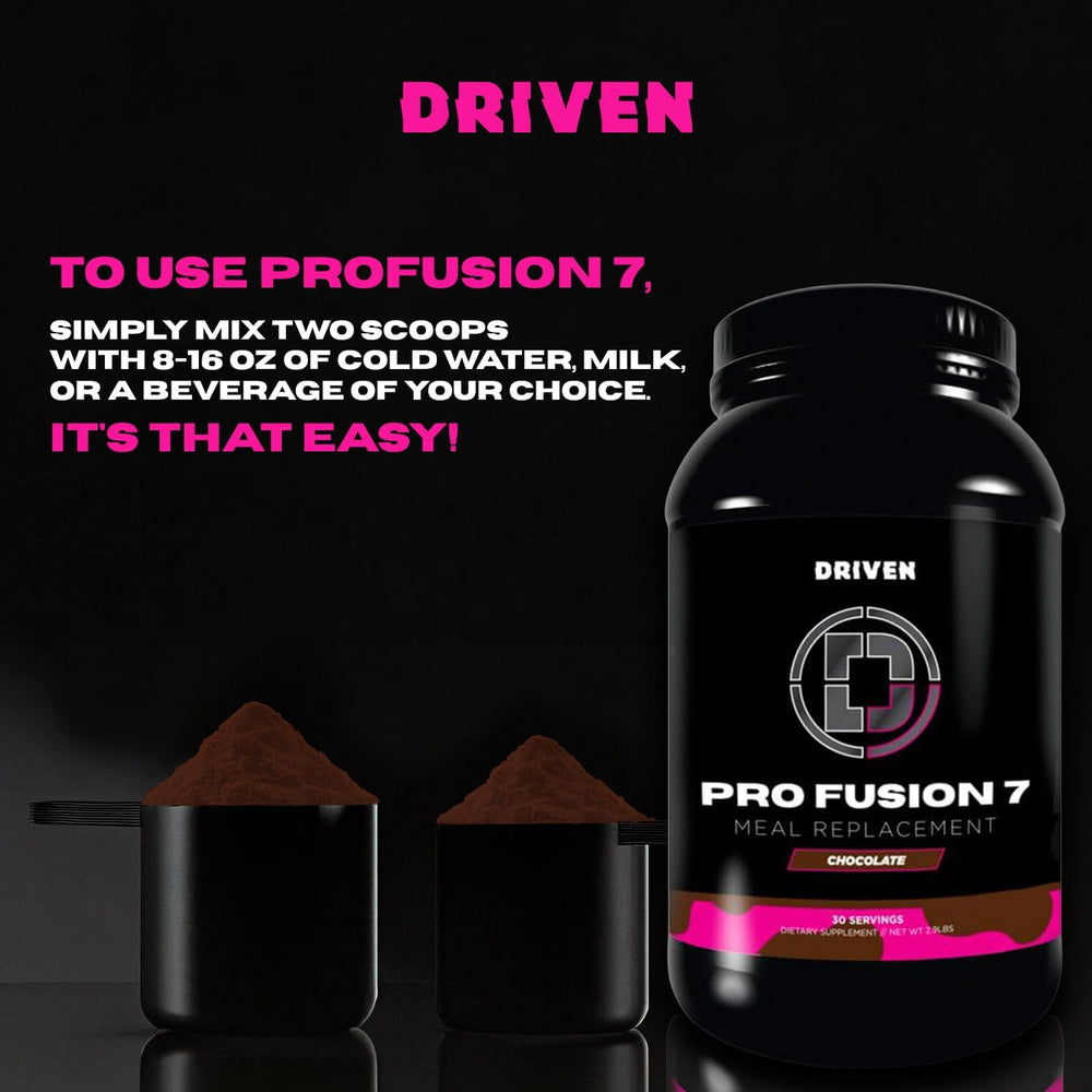 Product packaging of ProFusion7 on a shelf showing flavor variety