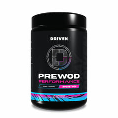 Driven Nutrition Pre WOD rocket pop flavor delivers bold energy for intense workouts.