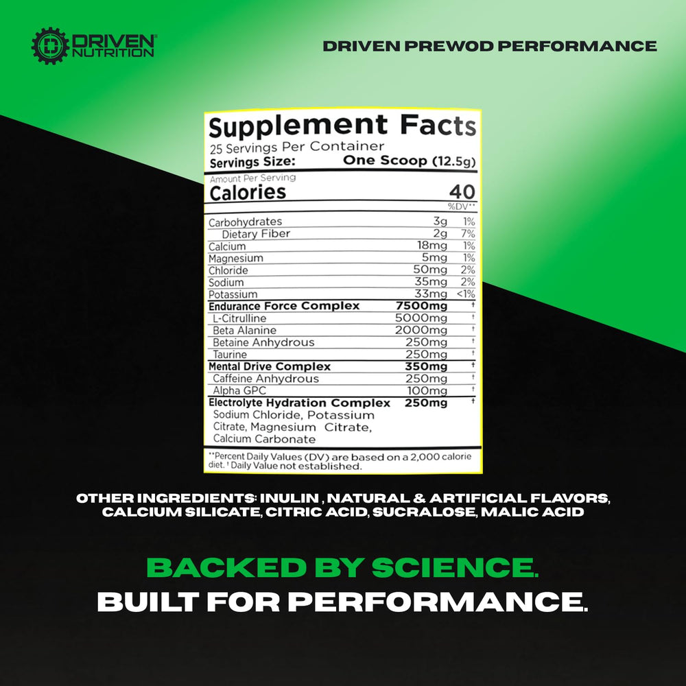 Driven PREWOD Blazin Cherry can highlighting stimulant-free endurance
