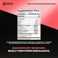 Driven Nutrition PREWOD blazing-cherry scoop enhances pump and mental focus
