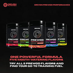 Driven Nutrition PREWOD product bottle shows clean label and transparent ingredients