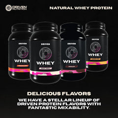 Driven WHEY digestive enzymes label close-up emphasizes improved digestion