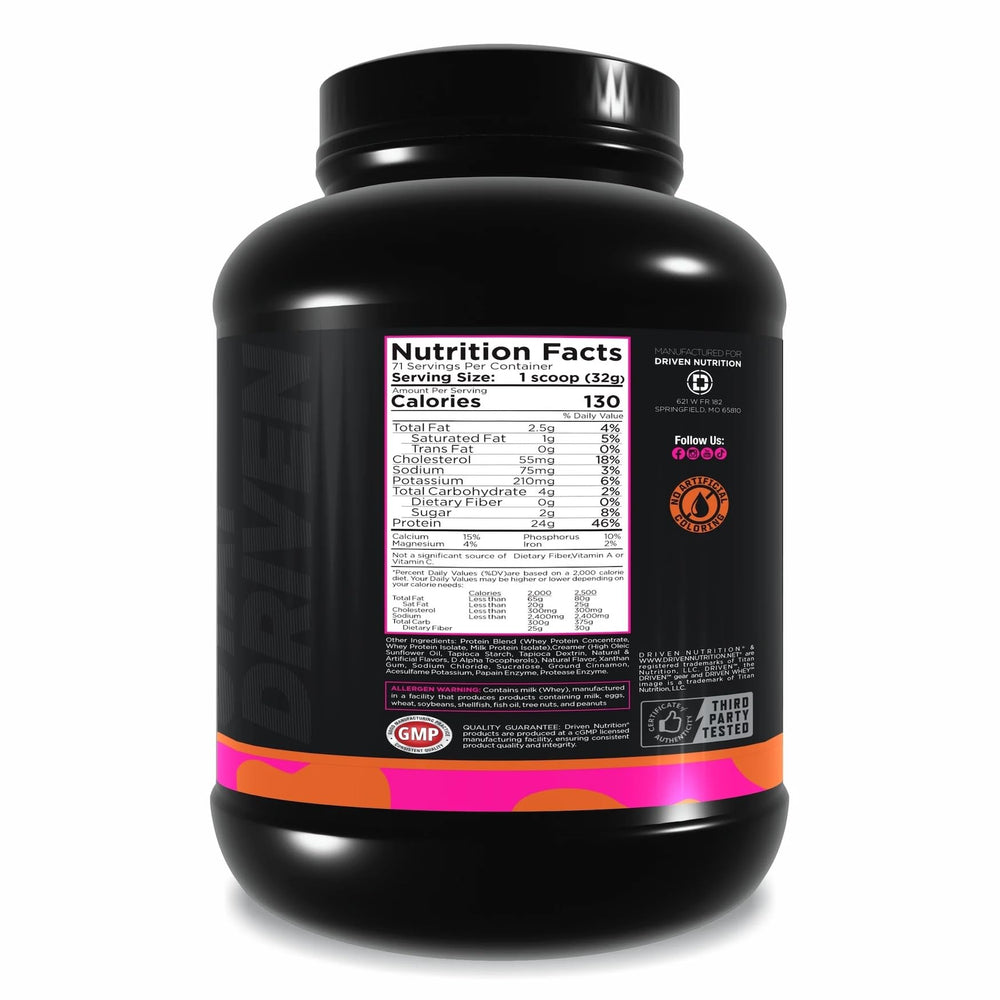 Glass of protein shake from Driven WHEY demonstrates easy mixability