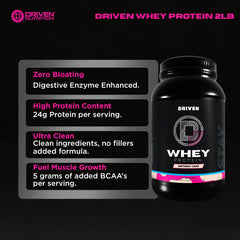 Driven WHEY shake in glass shows easy blending after training