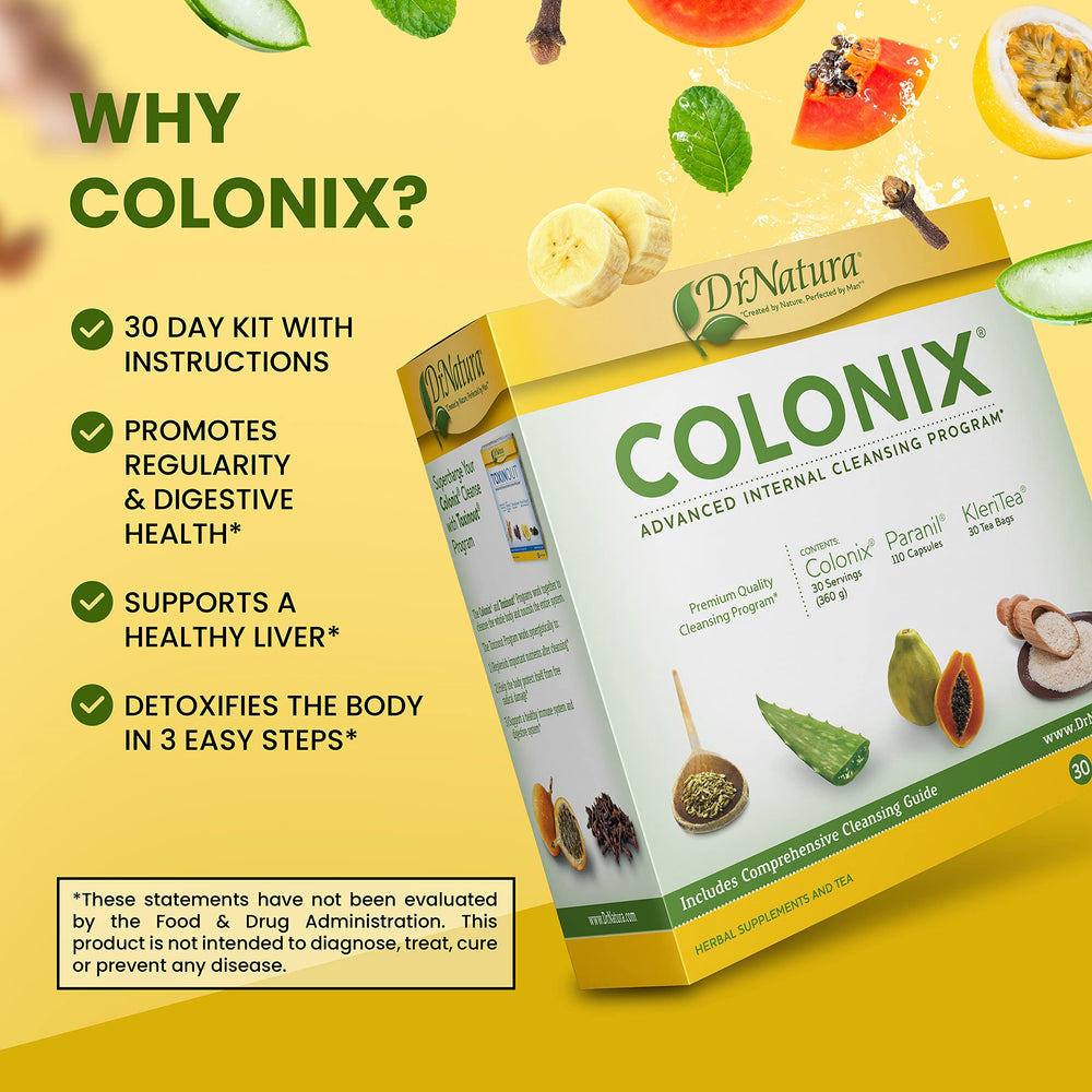 DrNatura Colonix flax seed and herbs in a bowl