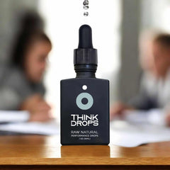 Drop FX Think Drops label front highlighting natural ingredients for cognitive support.