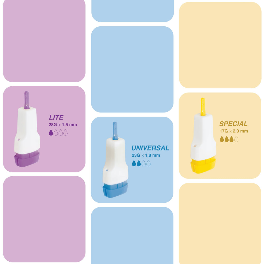 DropSafe Acti-Lance retractable needle design enhances safety after use.