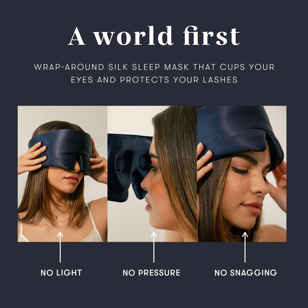 Drowsy celebrity-favorite silk sleep mask highlights luxury and award-winning design.