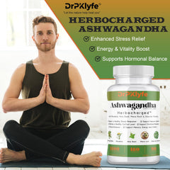 DrPKLyfe Ashwagandha Complex bottle label highlighting adaptogens