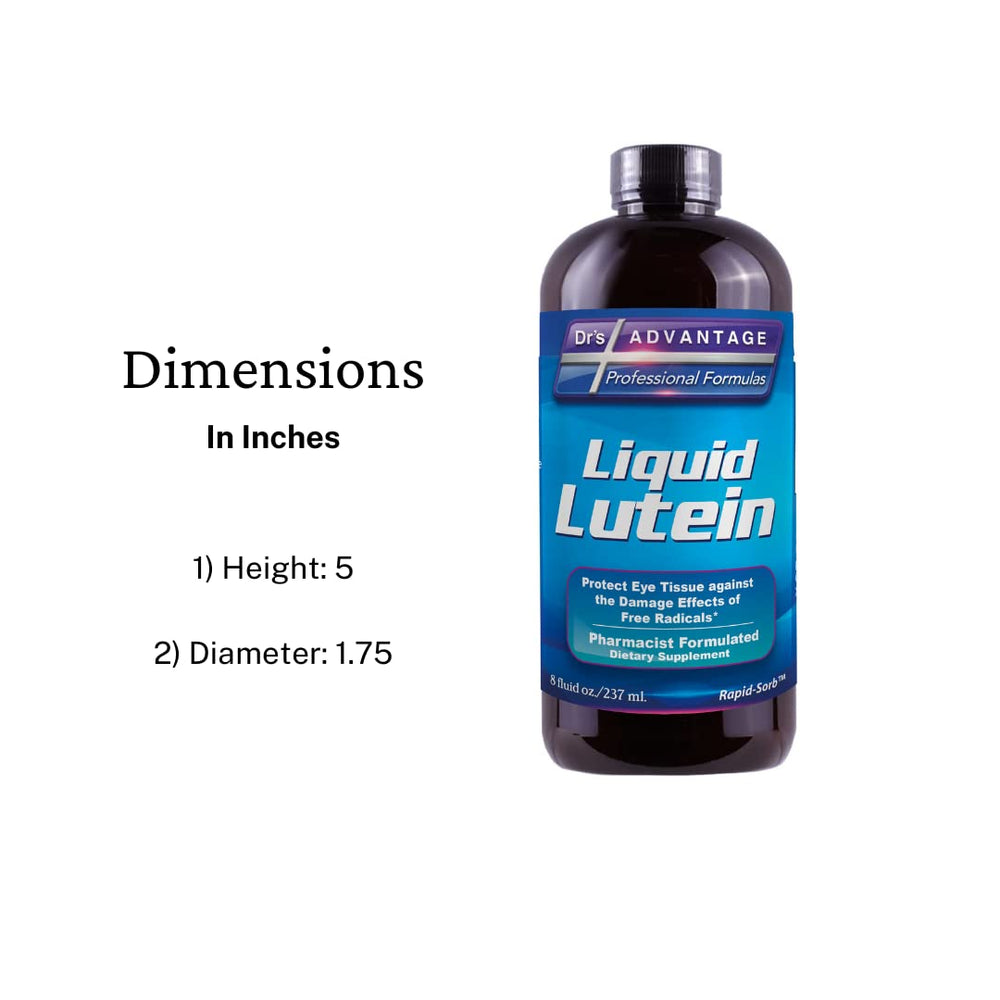 Dr's Advantage Liquid Lutein in hand showcases portable daily use.