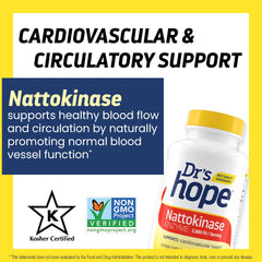 Dr’s Hope nattokinase label close-up emphasizing non-GMO and USA-made quality.